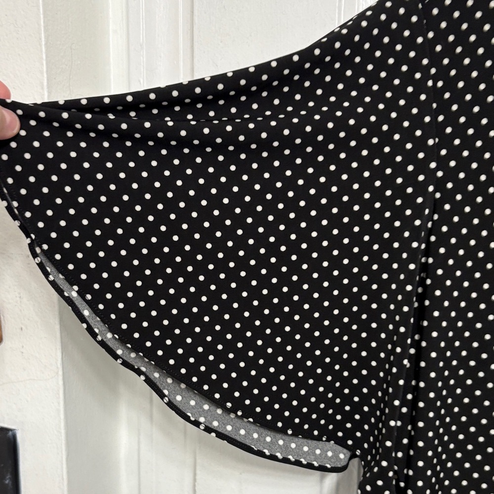 Anne Klein Black Blouse with White Dots - Picture 4 of 7